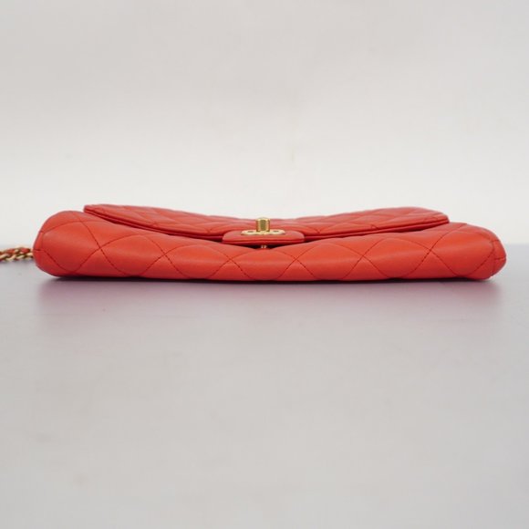 Chanel Shoulder Bag Matelasse Chain Lambskin Red Women's - Picture 3 of 16